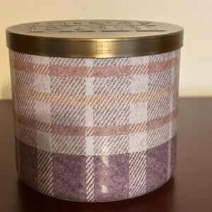 Fall Plaid Candle Jar with Gold Lid